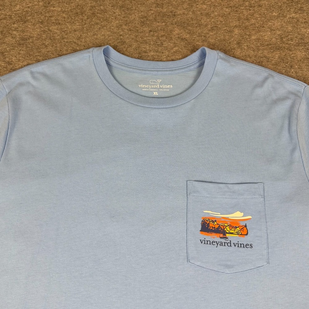 Vineyard Vines Dockside Autumn Wakes Pocket T-Shirt Ocean Breeze Mens XL - Picture 3 of 12